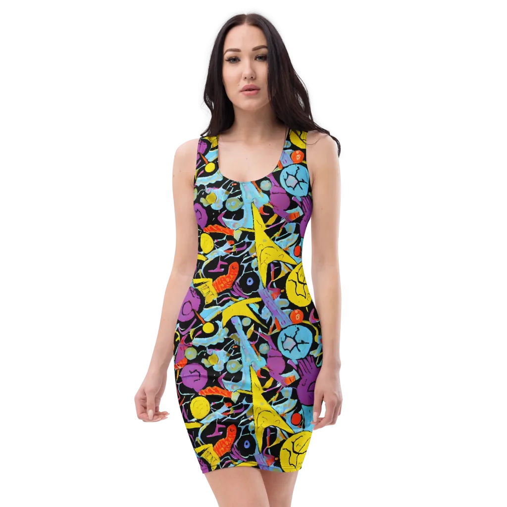 Electric Playfield on Bodycon Dress — Front