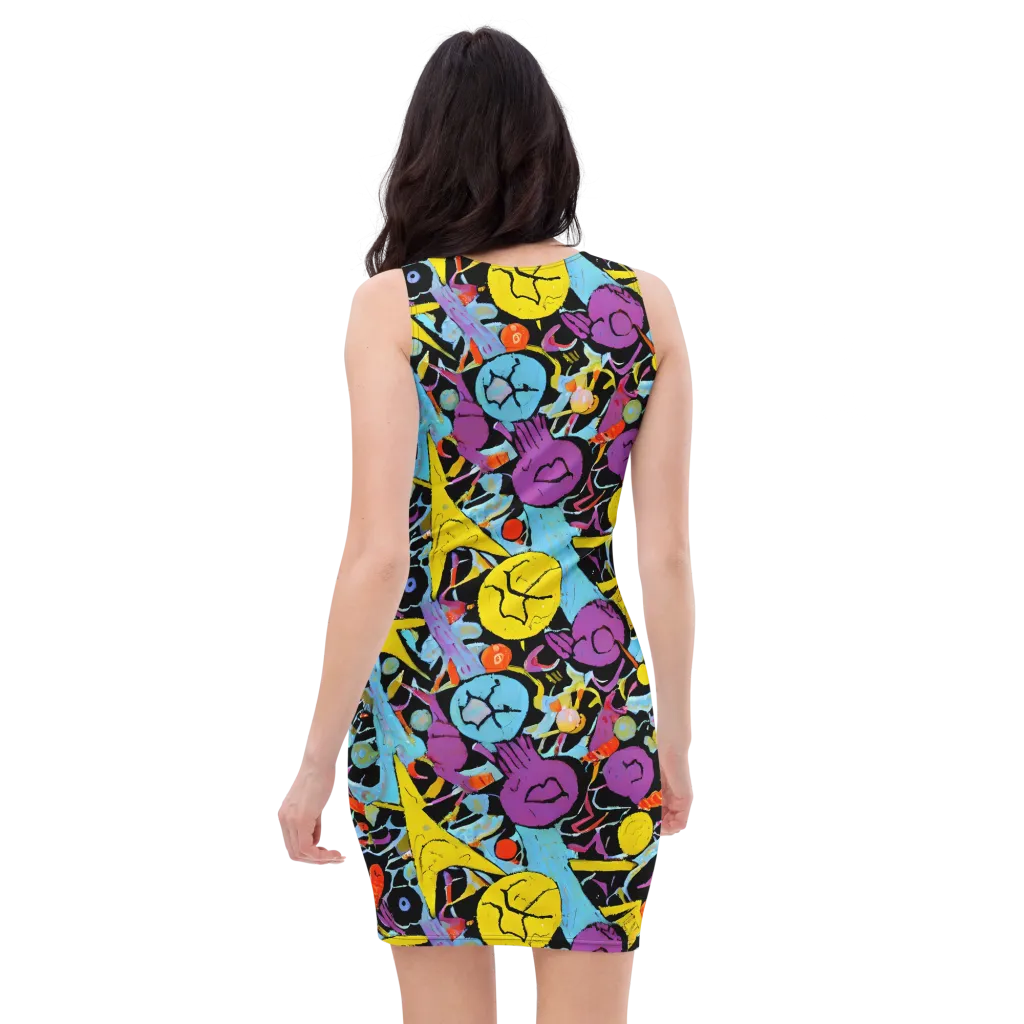 Electric Playfield on Bodycon Dress — Back