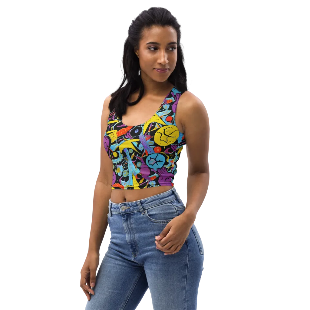 Electric Playfield on Crop Top — Left Front