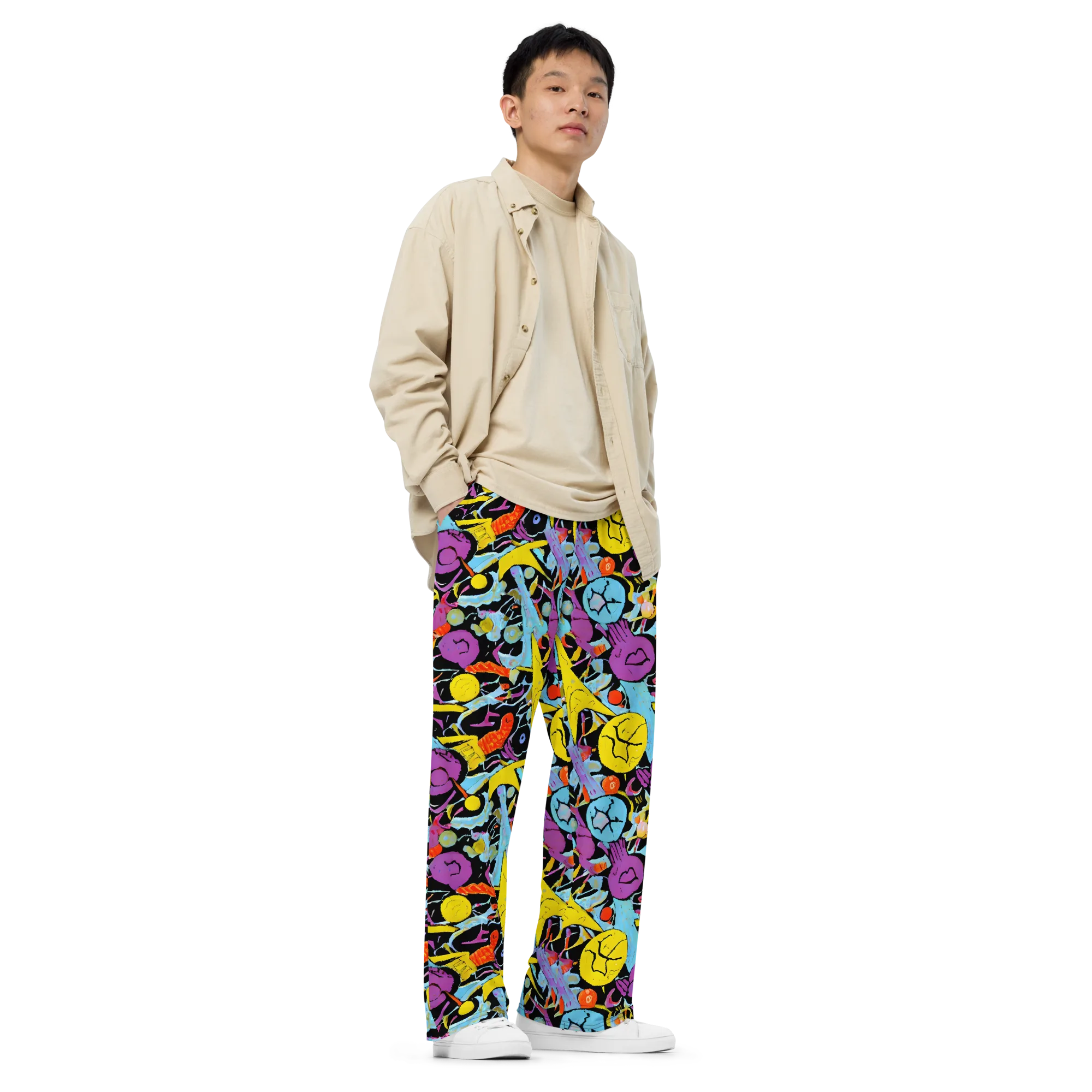 Electric Playfield on Wide-Leg Pants — Right Front