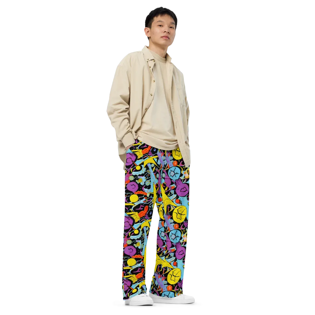 Electric Playfield on Wide-Leg Pants — Right Front