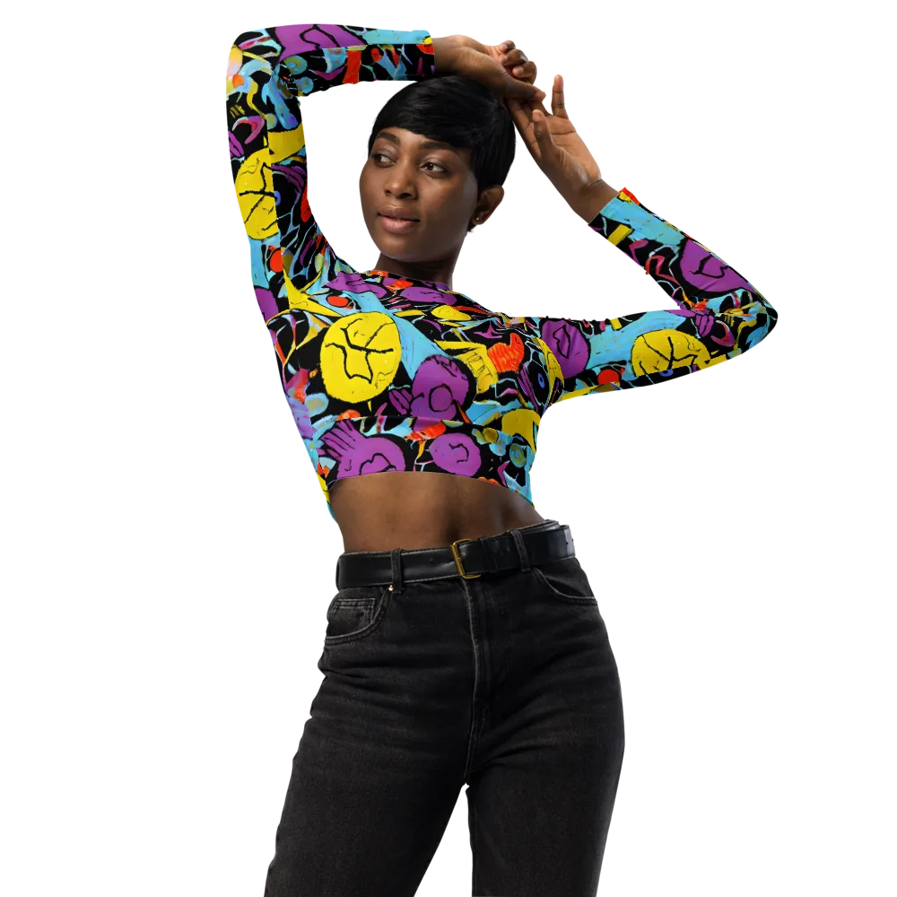 Electric Playfield on Long Sleeve Crop Top — Front
