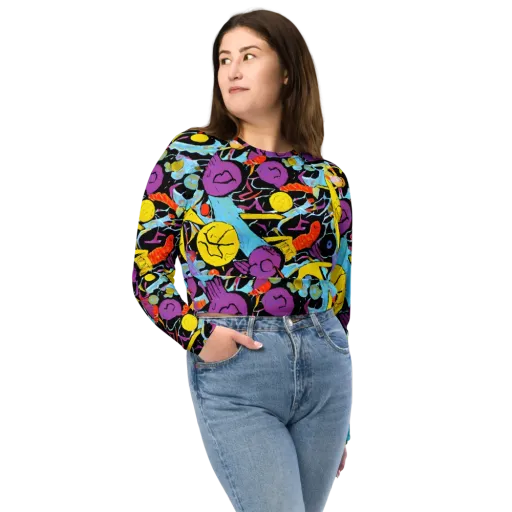 Electric Playfield on a Long Sleeve Crop Top