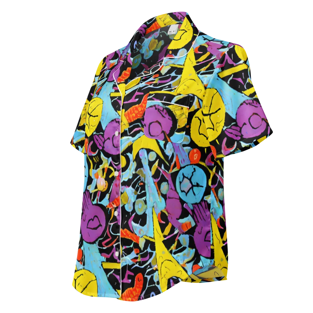 Electric Playfield on Women's Short Sleeve Pajama Top — Left Front