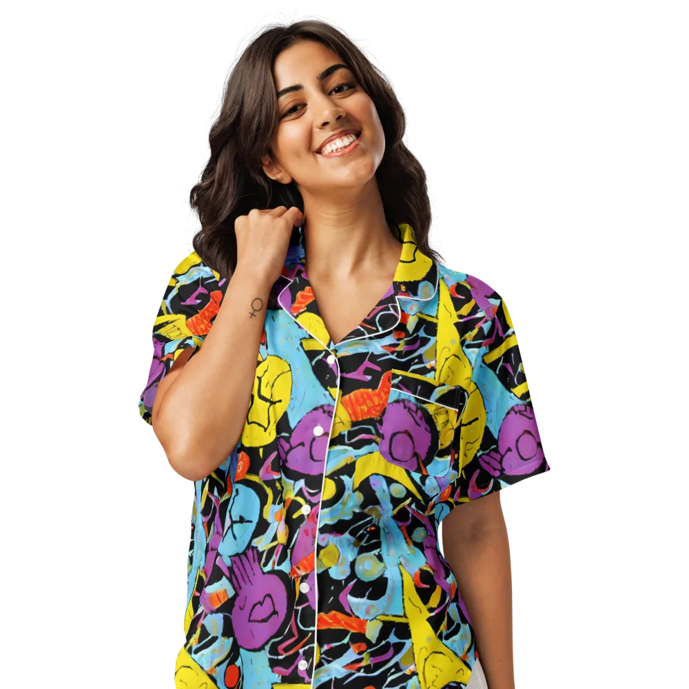Electric Playfield on Women's Short Sleeve Pajama Top — Front