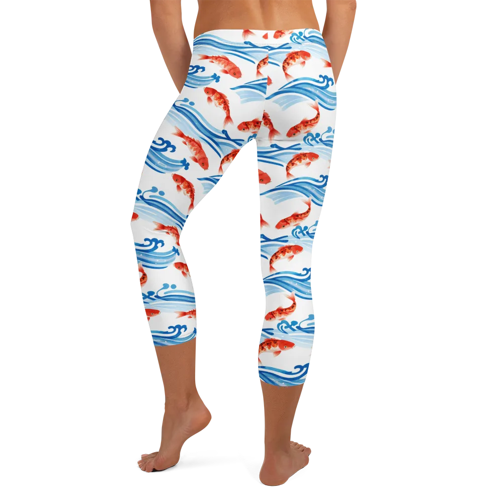 Waves of Fortune on Capri Leggings — Back
