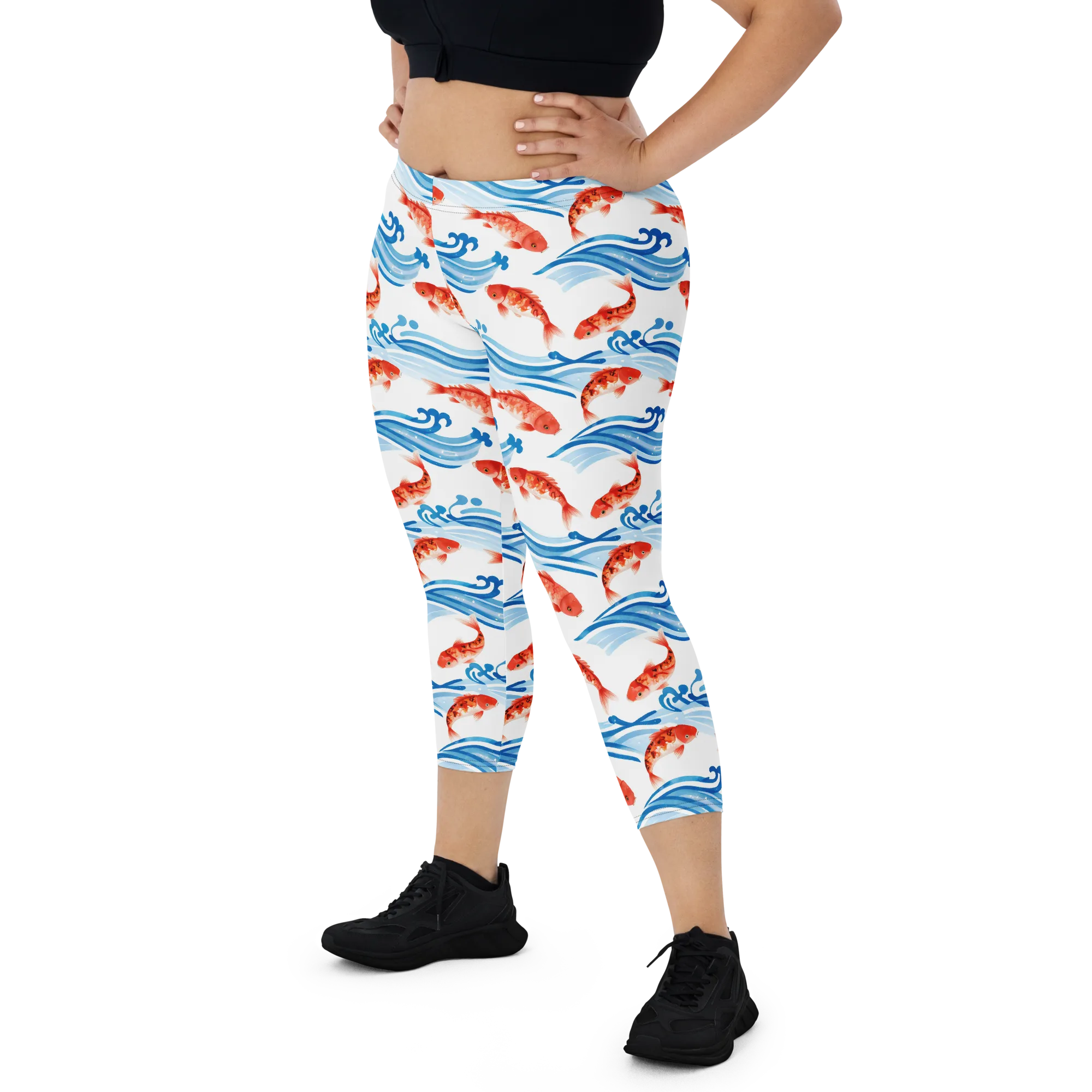 Waves of Fortune on Capri Leggings — Front