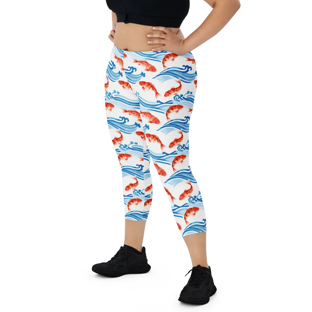 Waves of Fortune on Capri Leggings — Front
