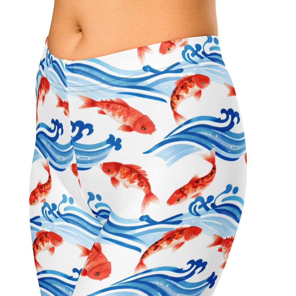 Waves of Fortune on Capri Leggings — Zoomed-in