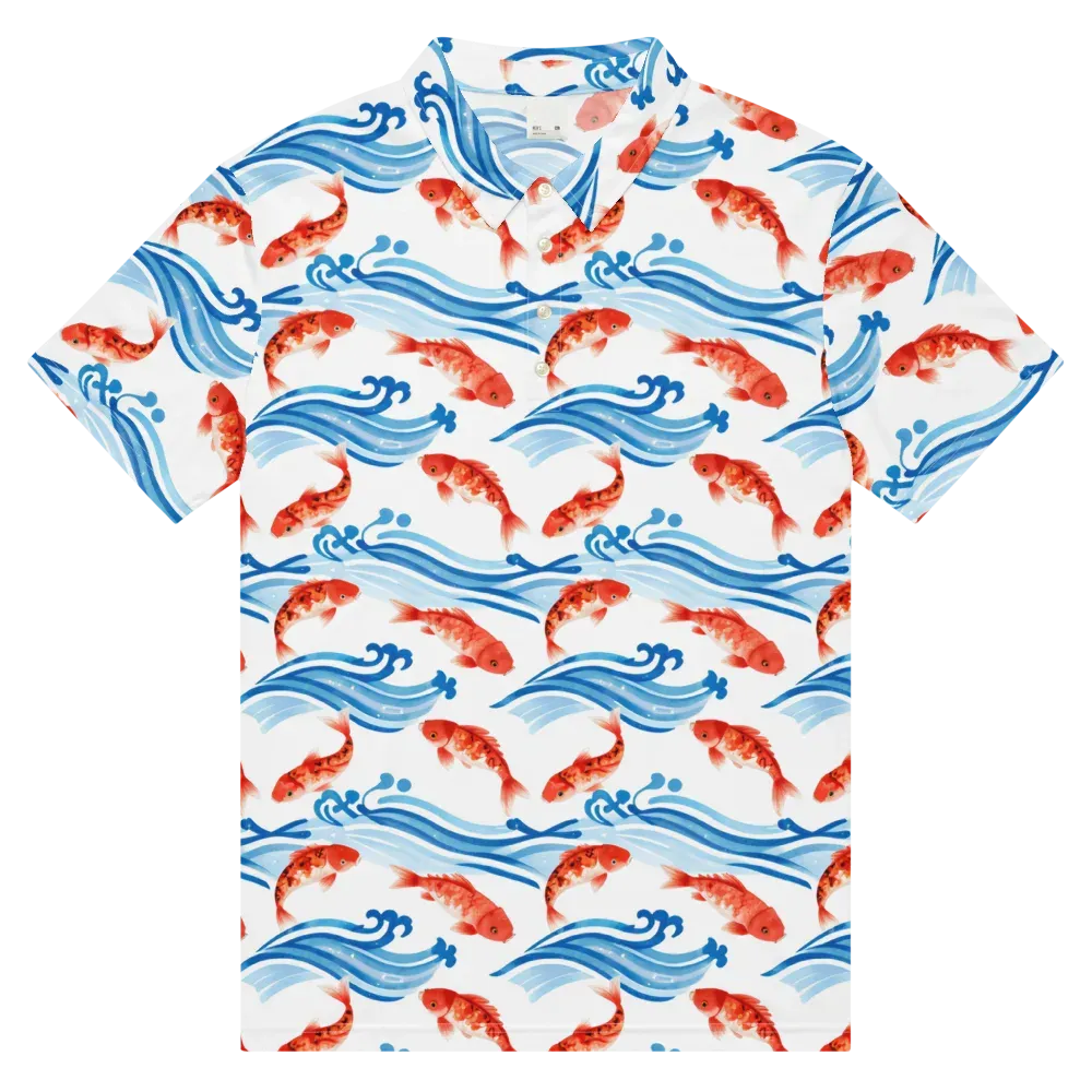 Waves of Fortune on Men's Slim Fit Polo Shirt — Front