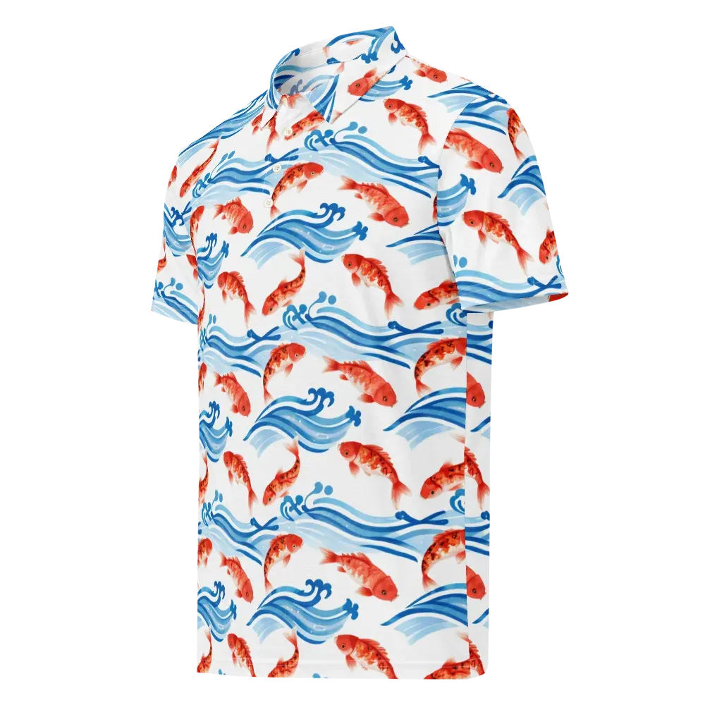Waves of Fortune on Men's Slim Fit Polo Shirt — Left Front
