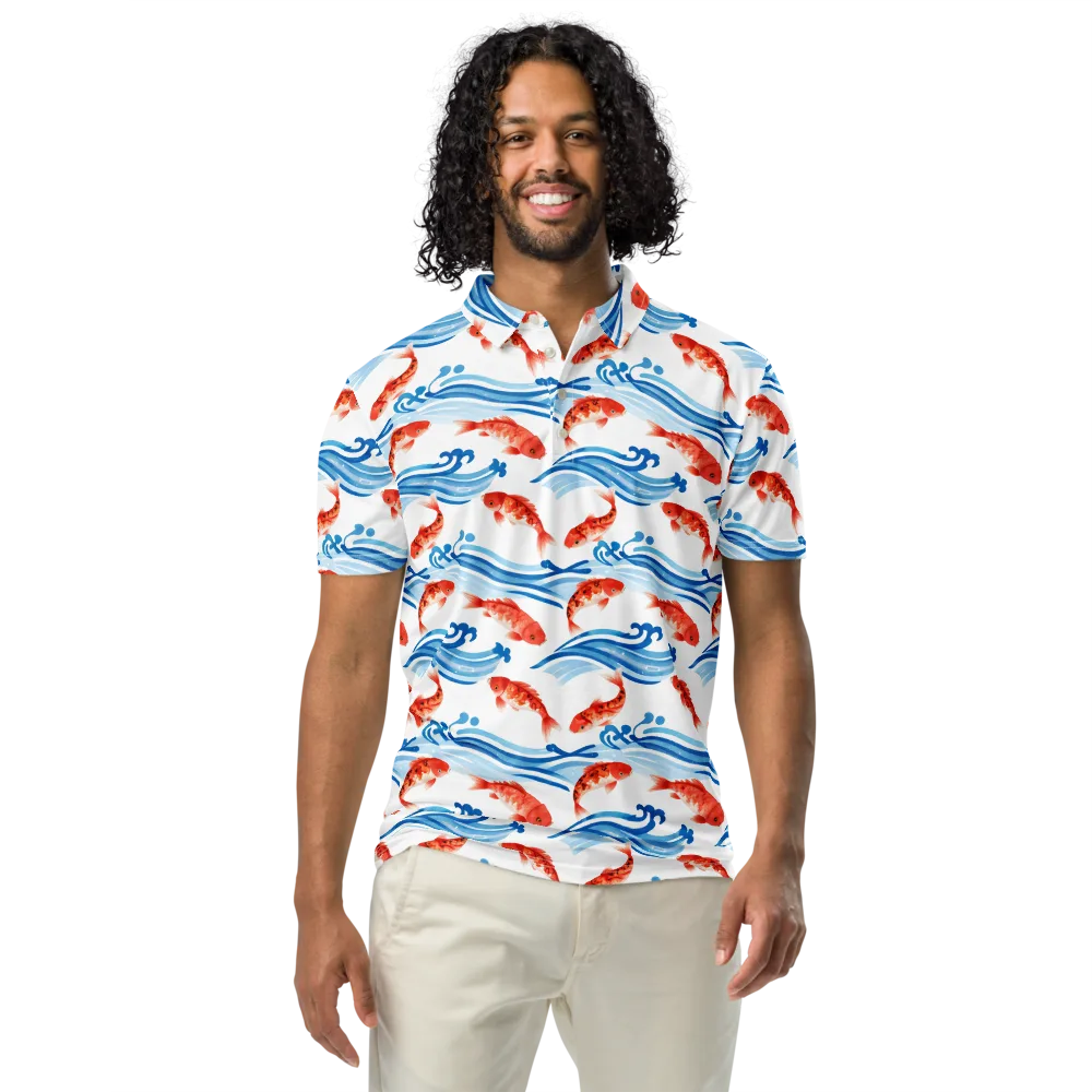 Waves of Fortune on Men's Slim Fit Polo Shirt — Front