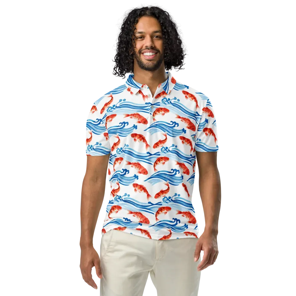 Waves of Fortune on Men's Slim Fit Polo Shirt — Front