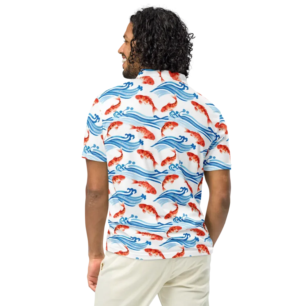 Waves of Fortune on Men's Slim Fit Polo Shirt — Back