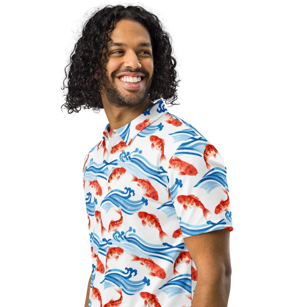 Waves of Fortune on Men's Slim Fit Polo Shirt — Left Front