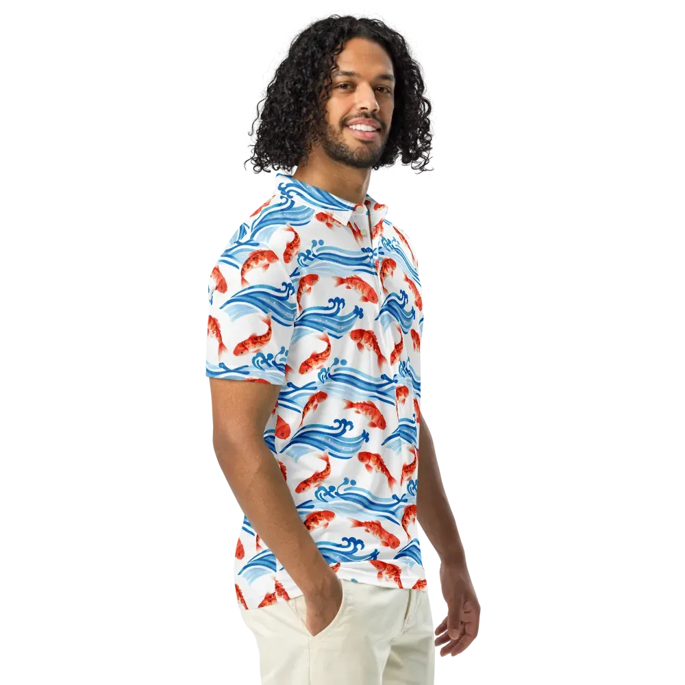 Waves of Fortune on Men's Slim Fit Polo Shirt — Right Front
