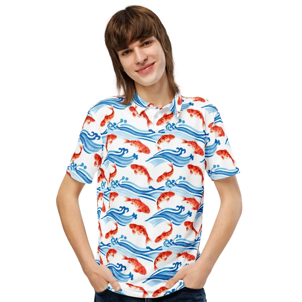 Waves of Fortune on Men's Slim Fit Polo Shirt — Front