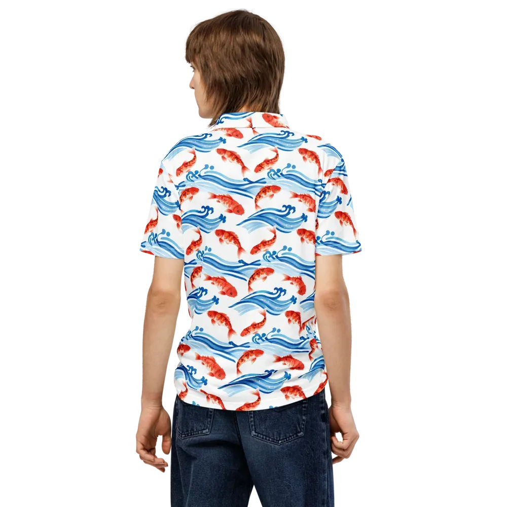 Waves of Fortune on Men's Slim Fit Polo Shirt — Back