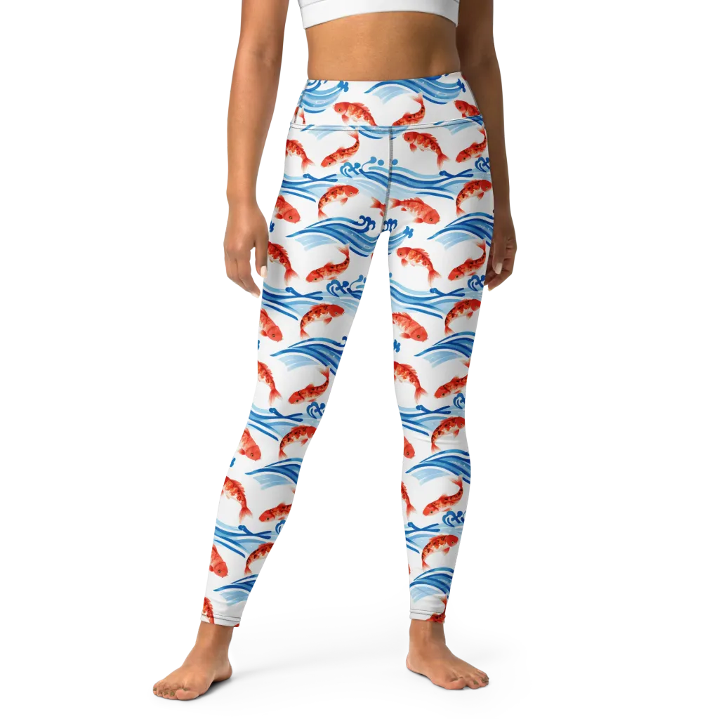 Waves of Fortune on Yoga Leggings — Front