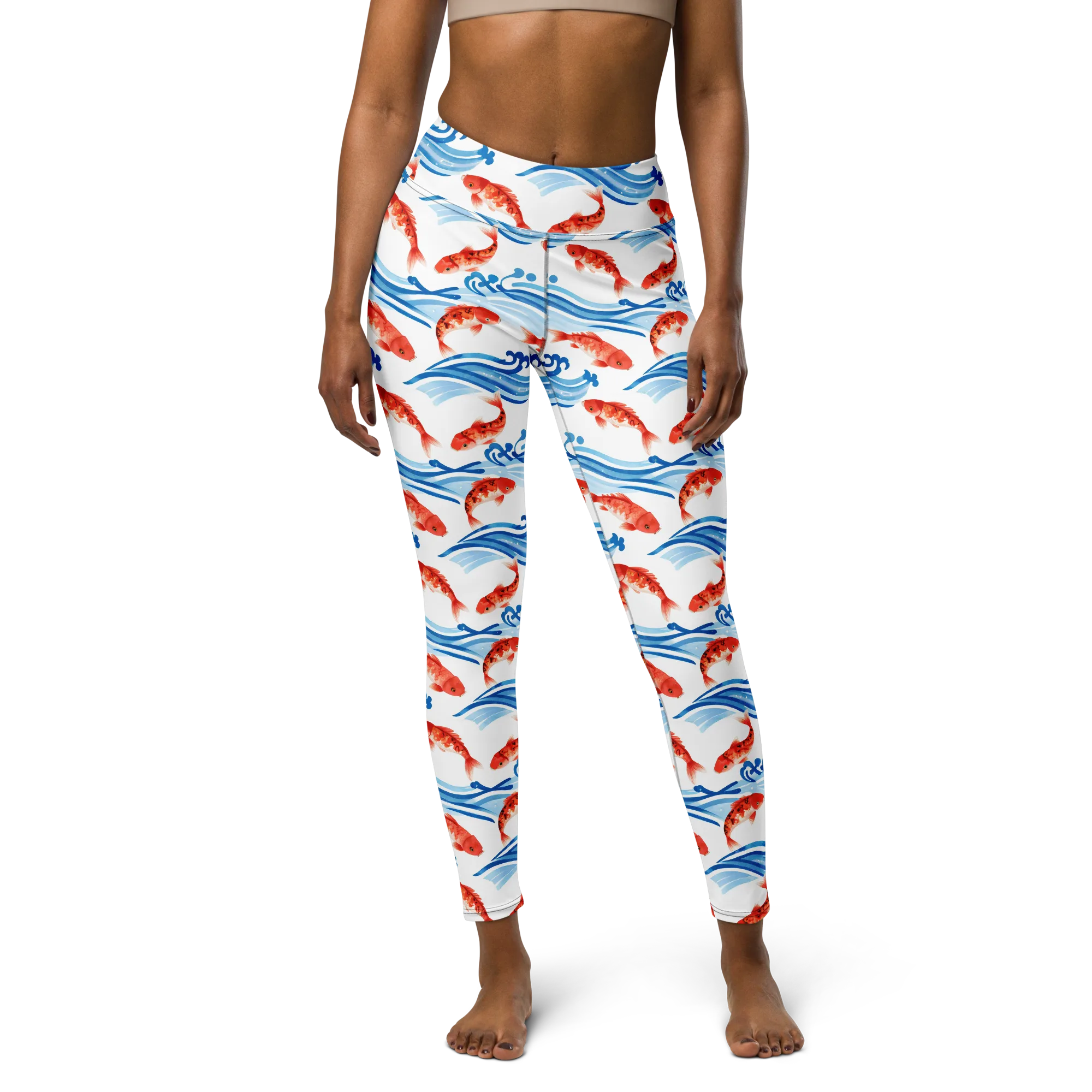 Waves of Fortune on Yoga Leggings — Front