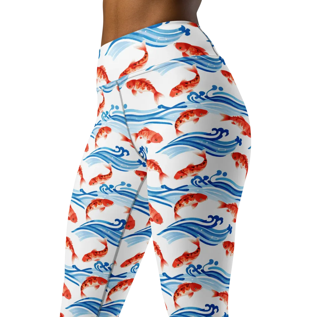 Waves of Fortune on Yoga Leggings — Left Front