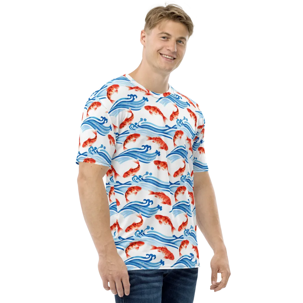 Waves of Fortune on Men's Crew Neck T-Shirt — Right