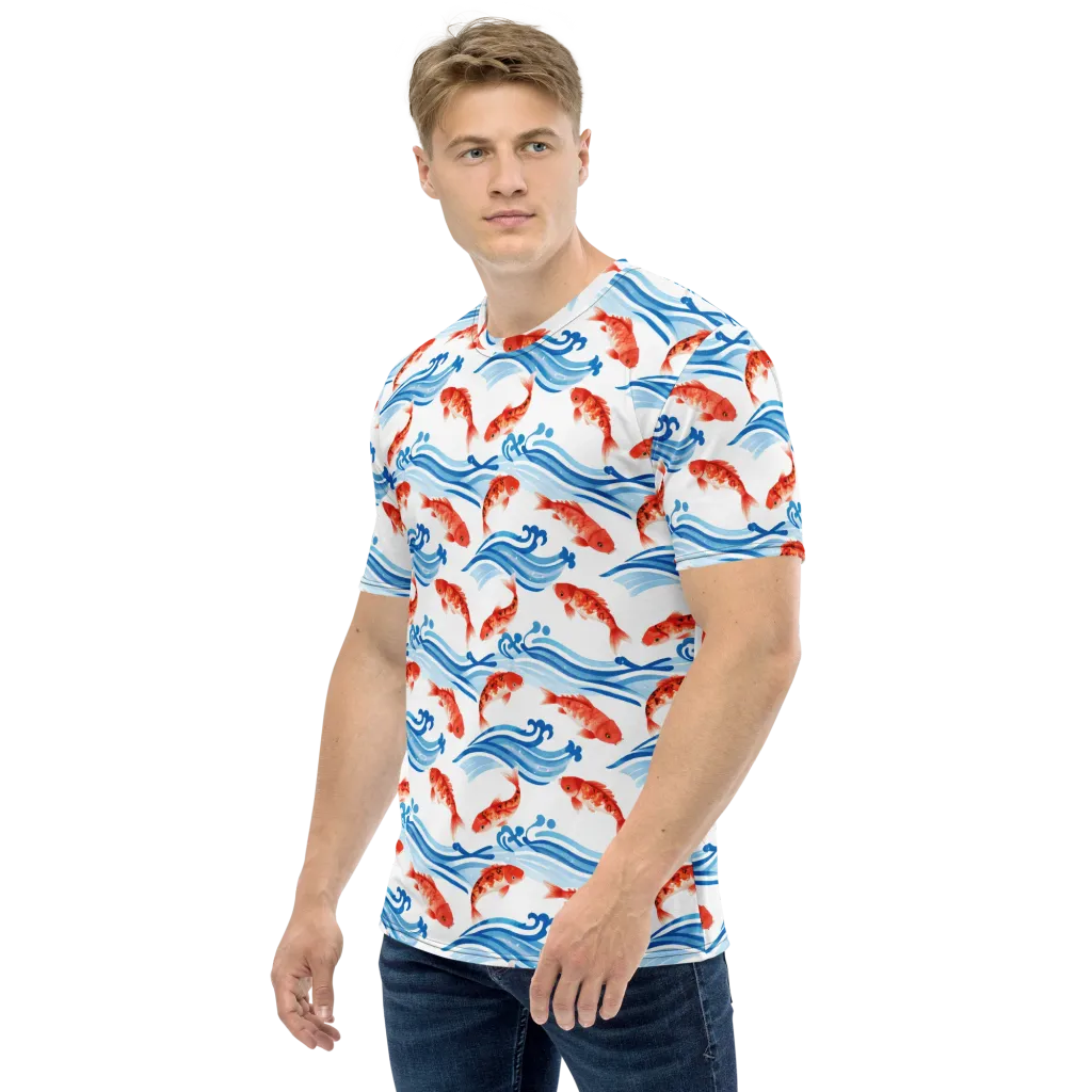 Waves of Fortune on Men's Crew Neck T-Shirt — Left