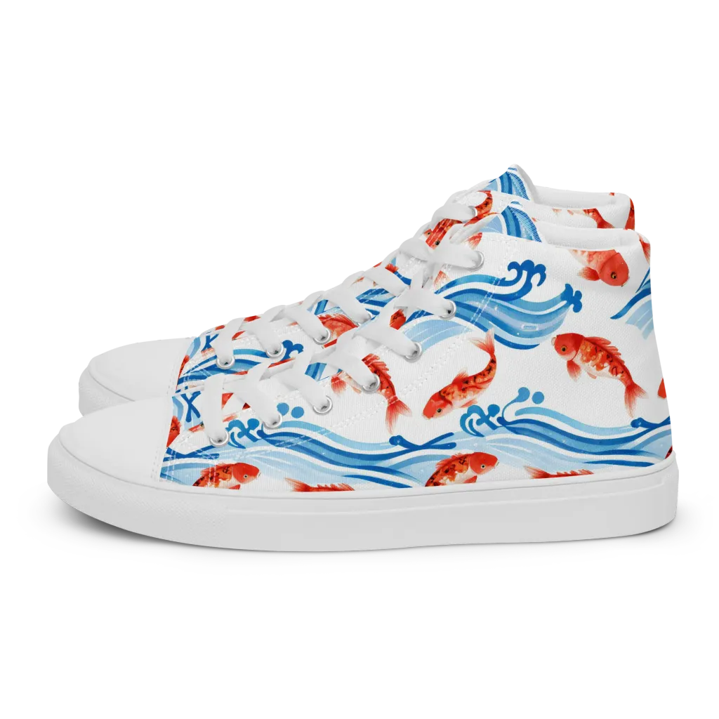 Waves of Fortune on Men's High Top Canvas Shoes — Left