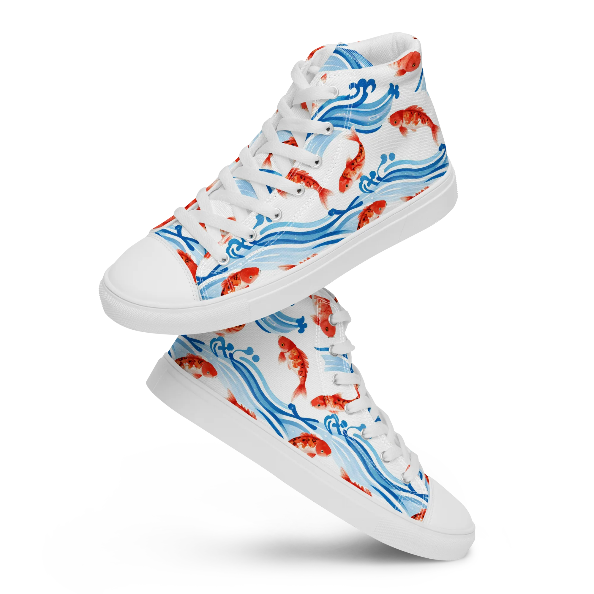 Waves of Fortune on Men's High Top Canvas Shoes — Front