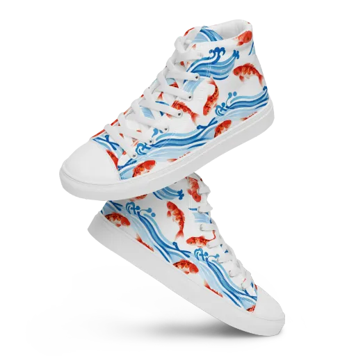 Waves of Fortune on a Men's High Top Canvas Shoes