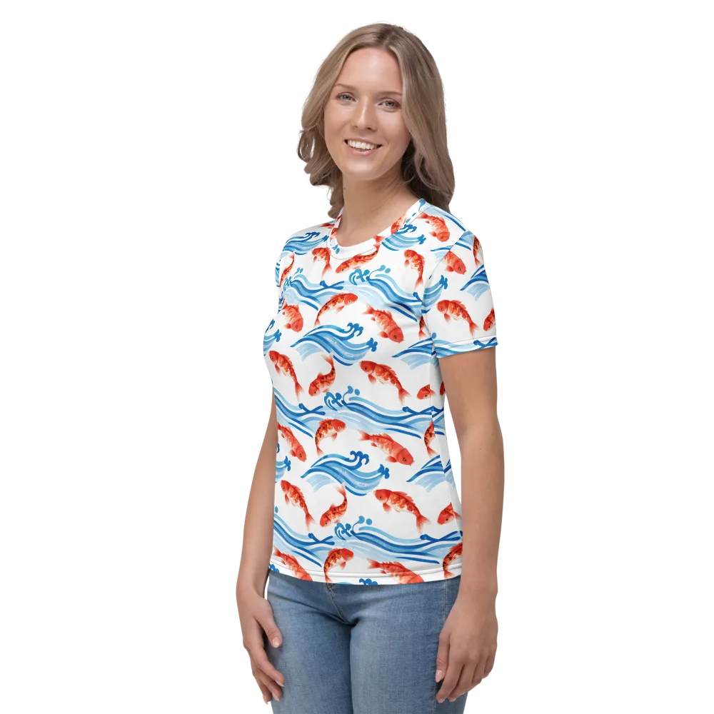 Waves of Fortune on Women's Crew Neck T-Shirt — Left