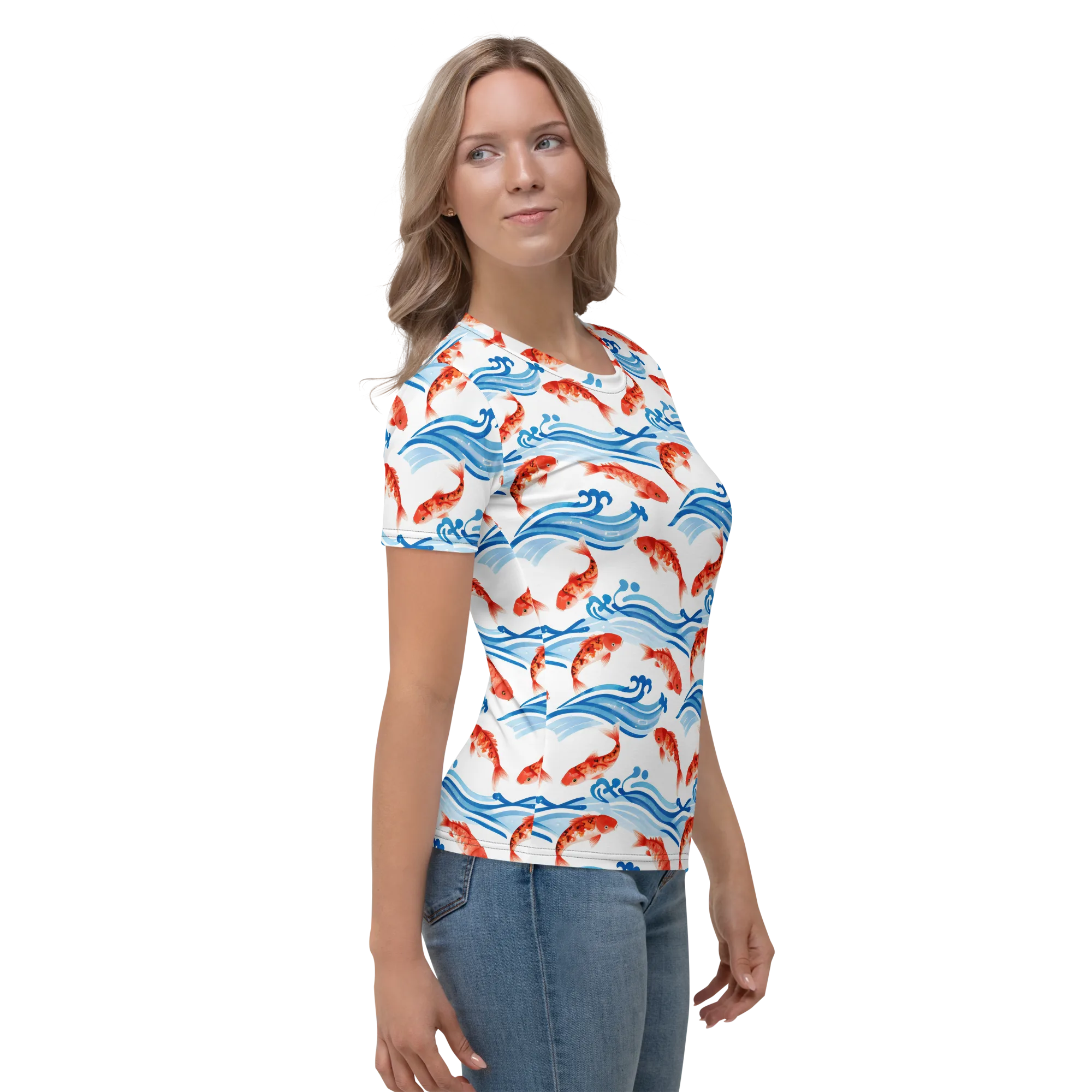 Waves of Fortune on Women's Crew Neck T-Shirt — Right