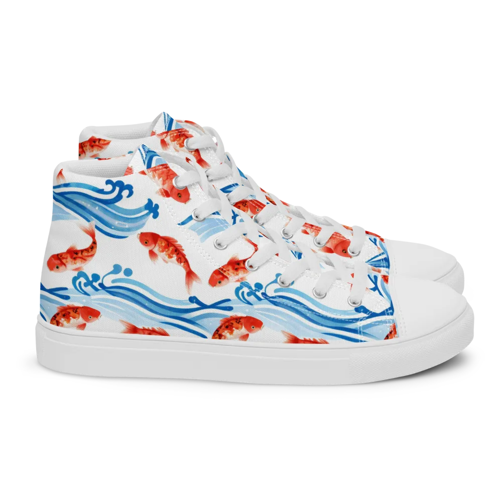 Waves of Fortune on Women's High Top Canvas Shoes — Right