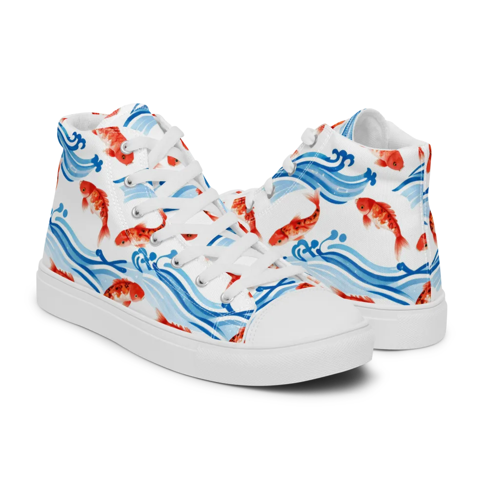 Waves of Fortune on Women's High Top Canvas Shoes — Right
