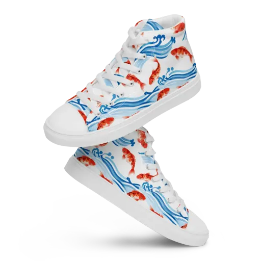 Waves of Fortune on a Women's High Top Canvas Shoes