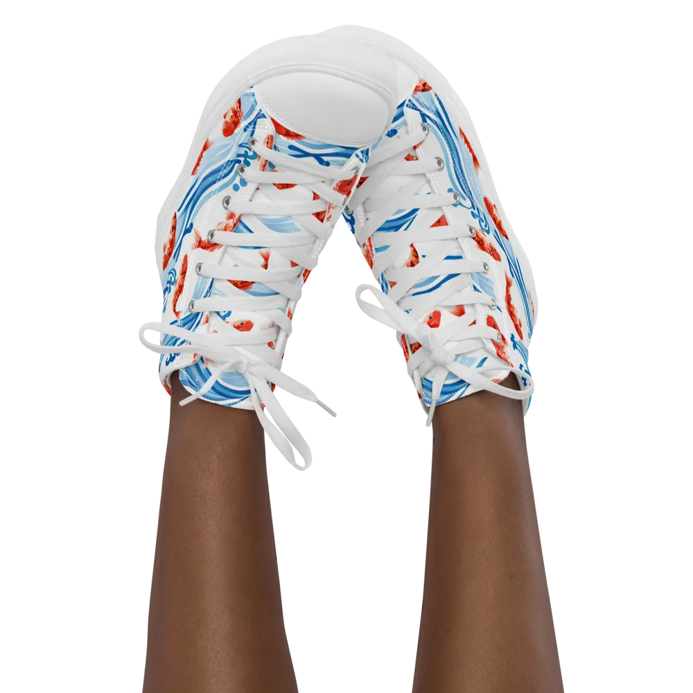 Waves of Fortune on Women's High Top Canvas Shoes — Front