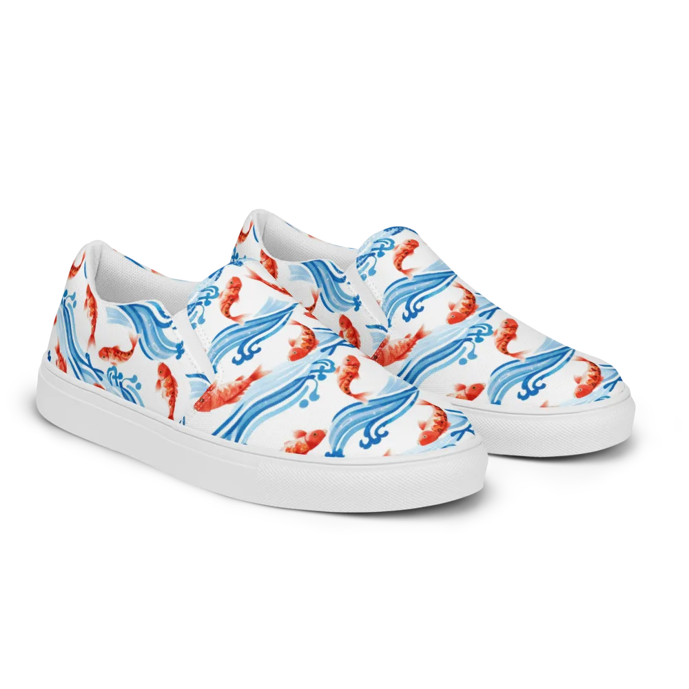 Waves of Fortune on Men's Slip-On Canvas Shoes — Right Front