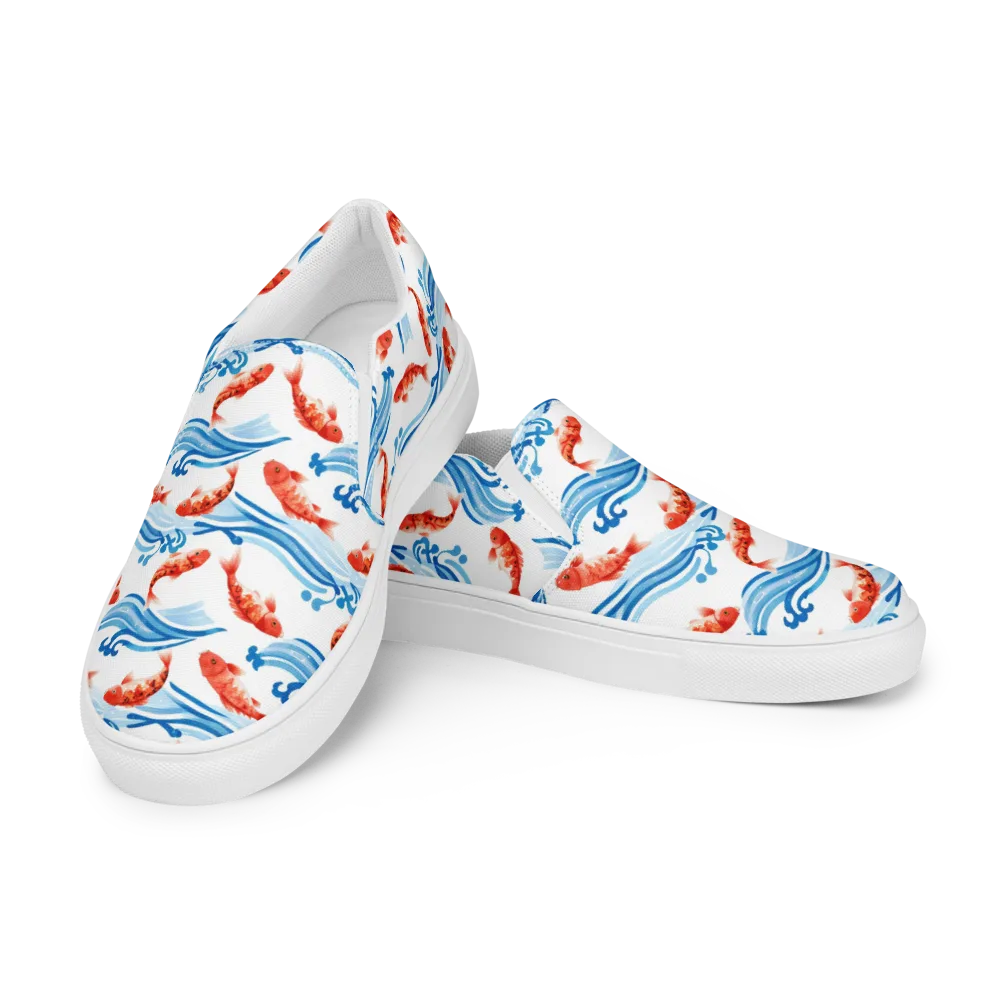 Waves of Fortune on Men's Slip-On Canvas Shoes — Left Front