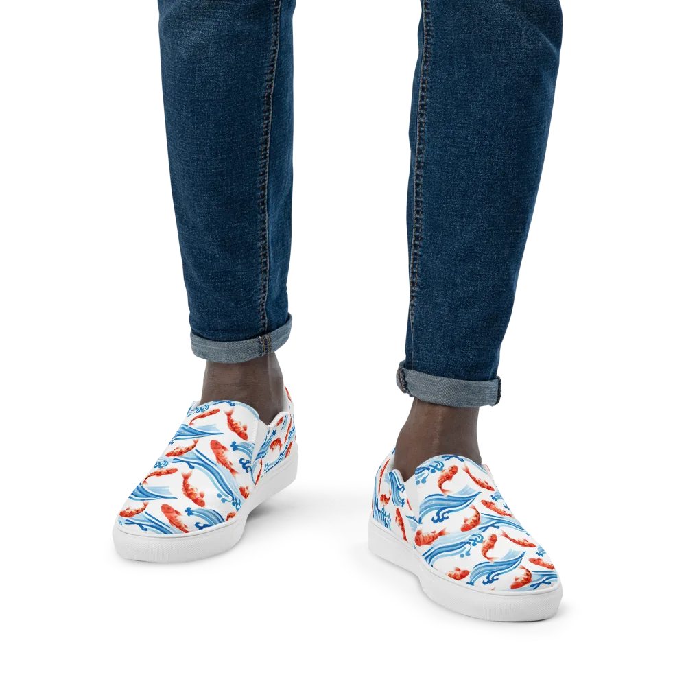 Waves of Fortune on Men's Slip-On Canvas Shoes — Front