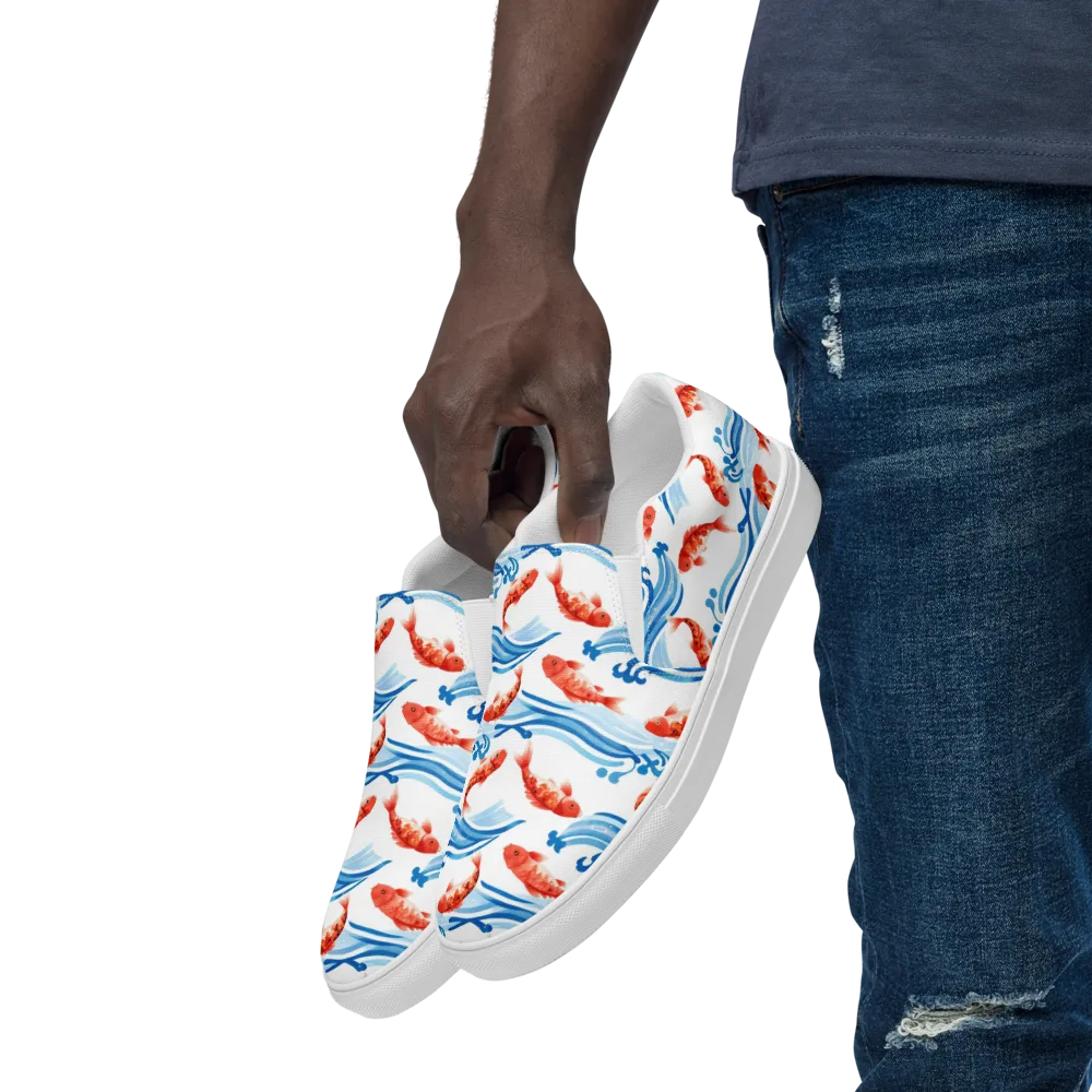 Waves of Fortune on Men's Slip-On Canvas Shoes — Left Front