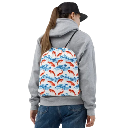 Waves of Fortune on a Drawstring Bag