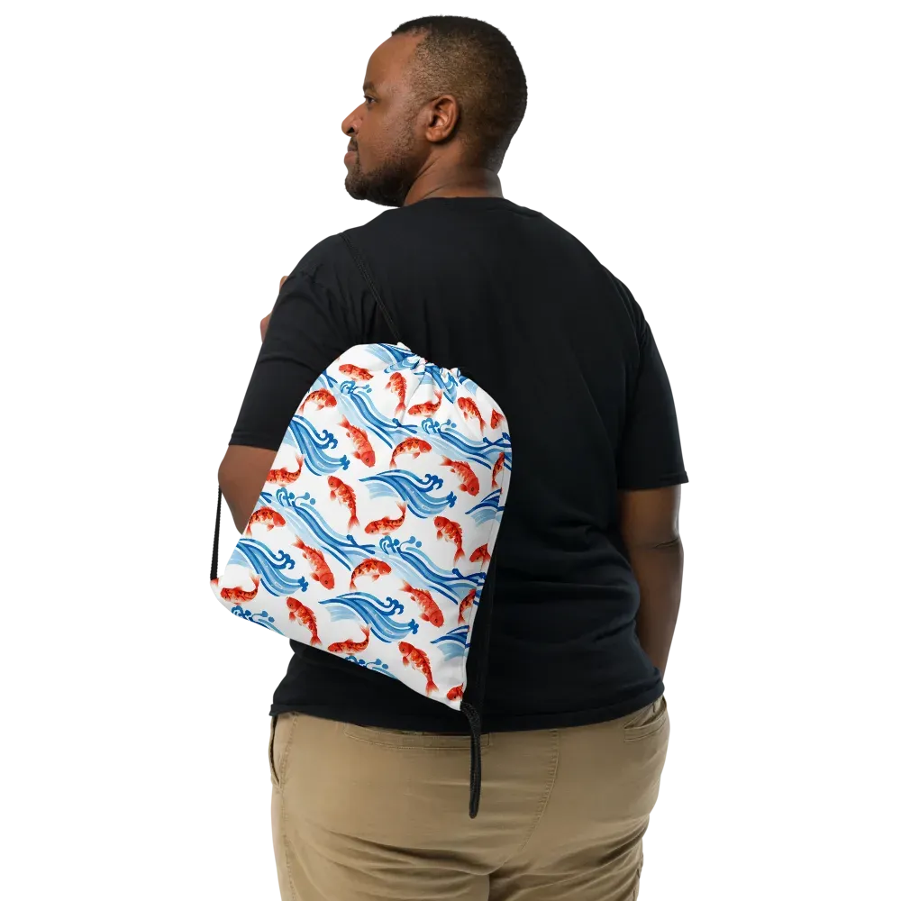 Waves of Fortune on Drawstring Bag — Front