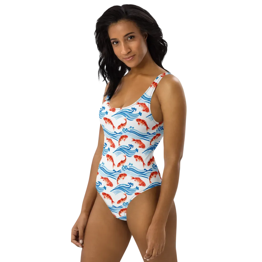 Waves of Fortune on One-Piece Swimsuit — Left