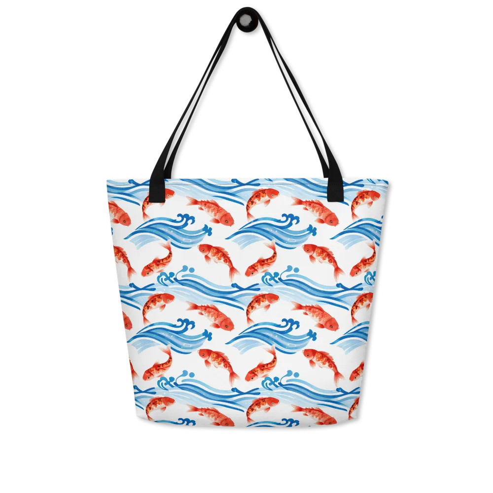 Waves of Fortune on Large Tote Bag W/ Pocket — Front