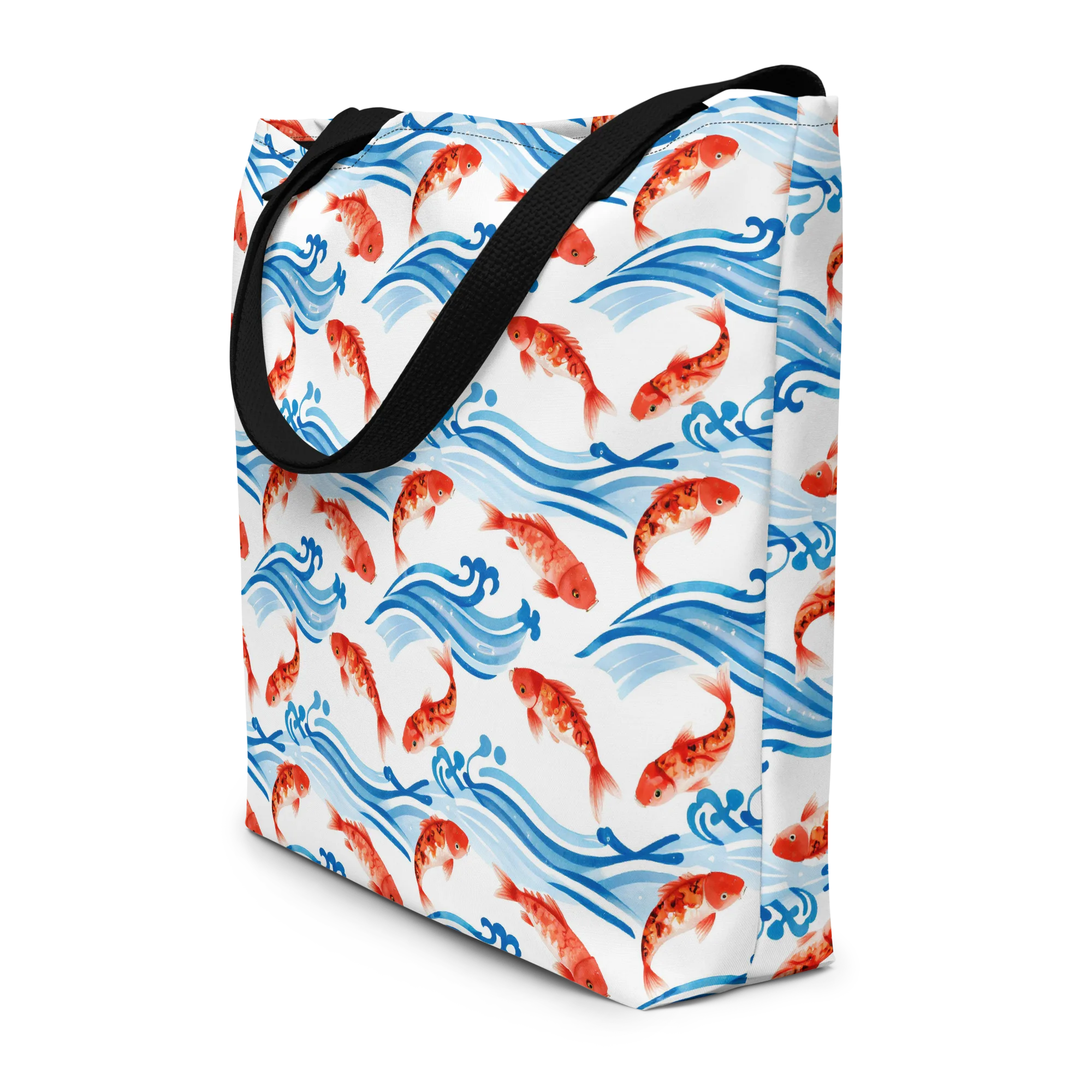 Waves of Fortune on Large Tote Bag W/ Pocket — Front