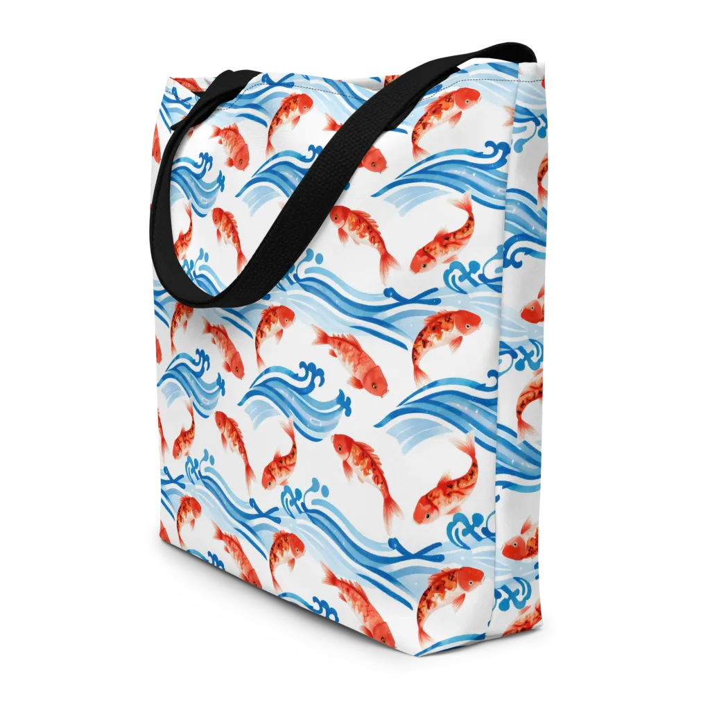 Waves of Fortune on Large Tote Bag W/ Pocket — Front