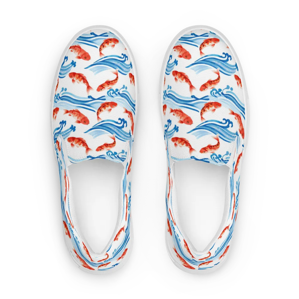 Waves of Fortune on Women's Slip-On Canvas Shoes — Front