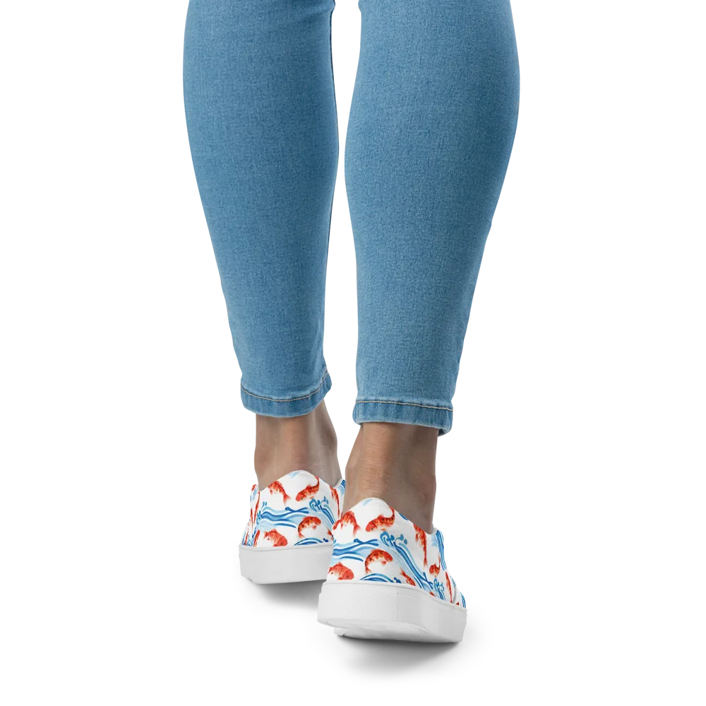 Waves of Fortune on Women's Slip-On Canvas Shoes — Back