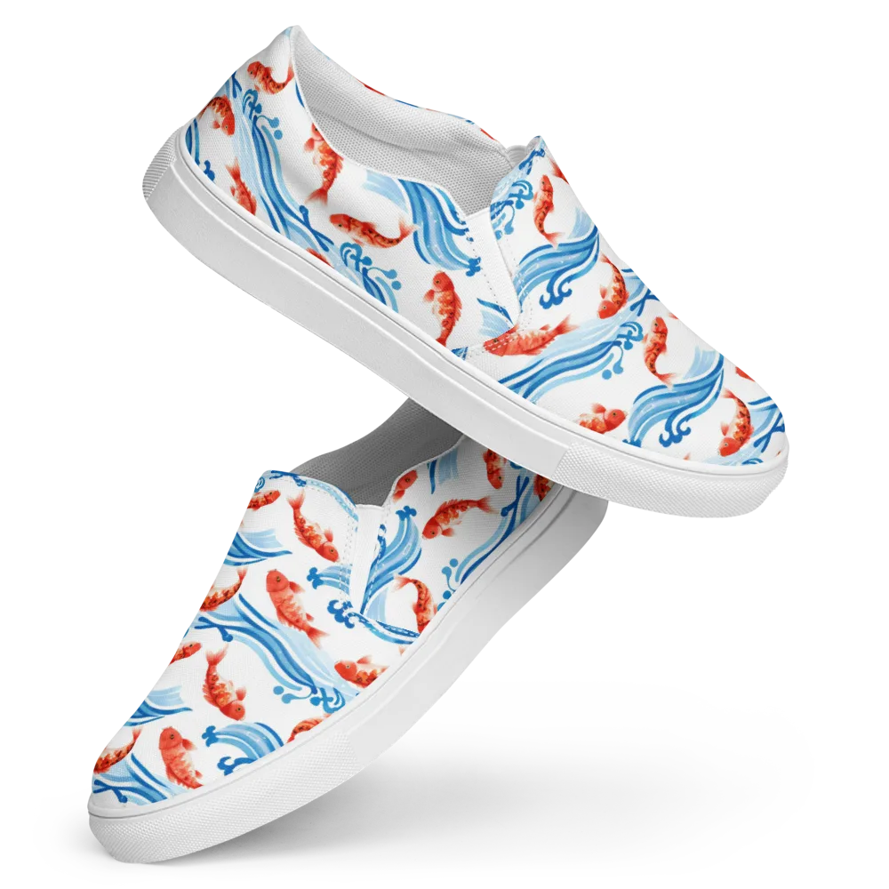 Waves of Fortune on Women's Slip-On Canvas Shoes — Front