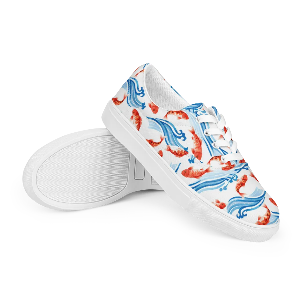 Waves of Fortune on Men's Lace-Up Canvas Shoes — Right Front